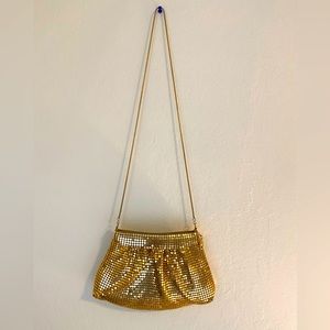 Vintage gold chain clutch with long shoulder strap